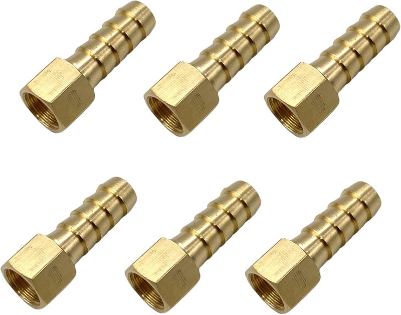 Bumugufu 6 Pcs 1/8" NPT Female x 5/16" Barb Adapter Connectors, Brass 5/16" Barb to 1/8" NPT Female Fittings for Compressor, Fuel, Oil, Gas - Image 5